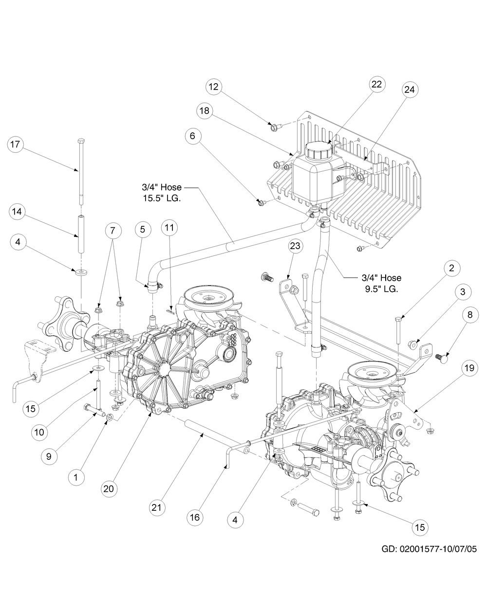 Drive Assembly Diagram and Parts List for Z-FORCE60 53AA5BBJ-53AA5BBJ710 Cub Cadet Lawn Tractor